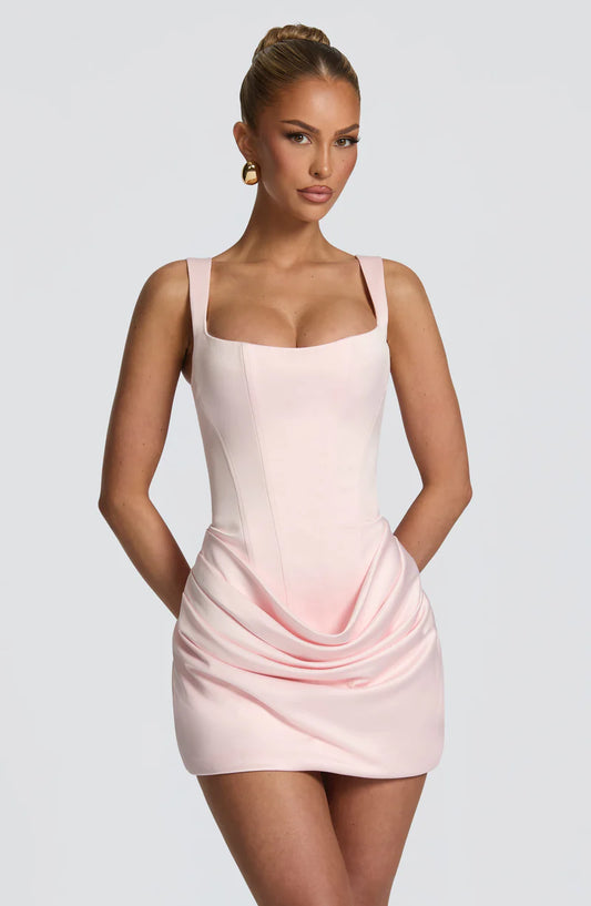 Mira™ – Mini Abito Drappeggiato con Scollo Quadrato